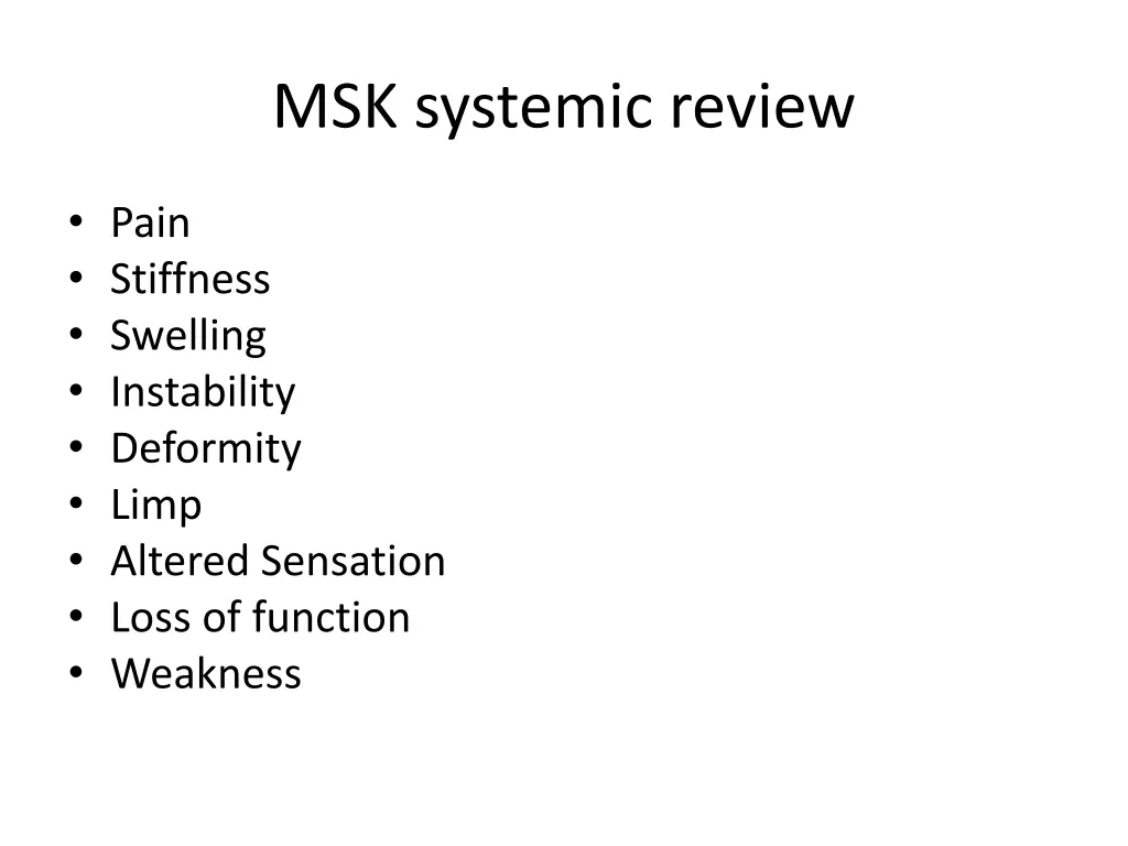 msk systemic review