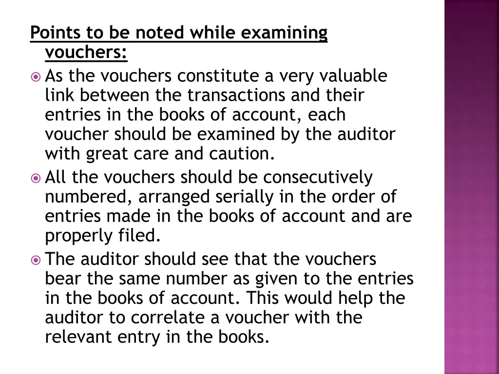 points to be noted while examining vouchers