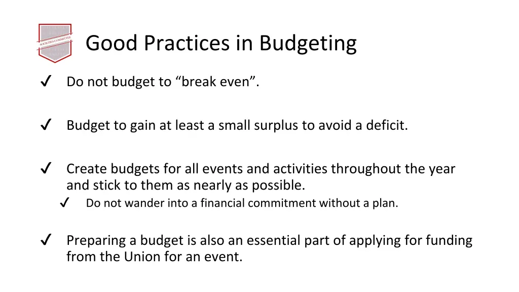 good practices in budgeting