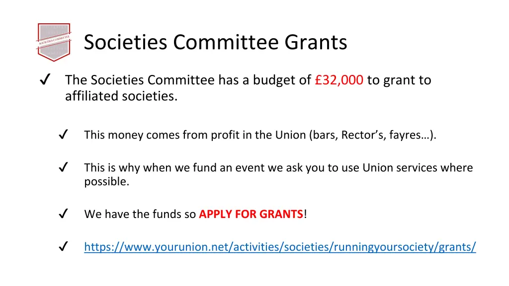 societies committee grants