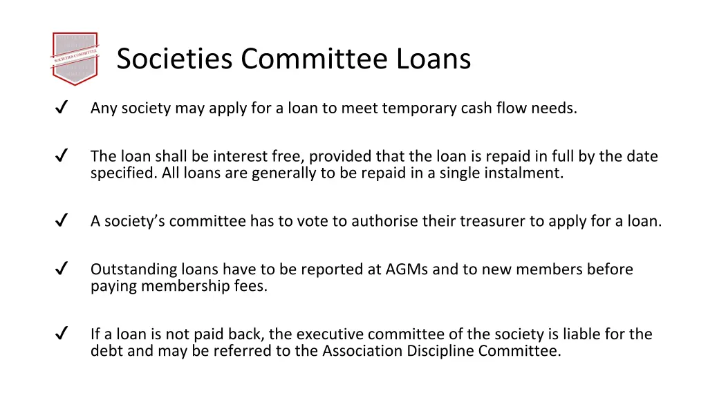 societies committee loans