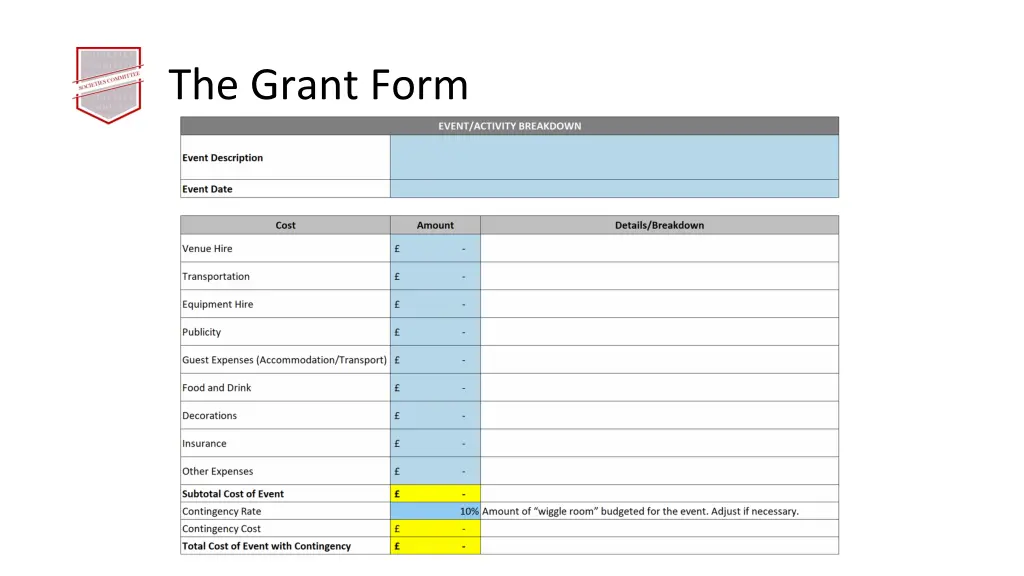 the grant form 1