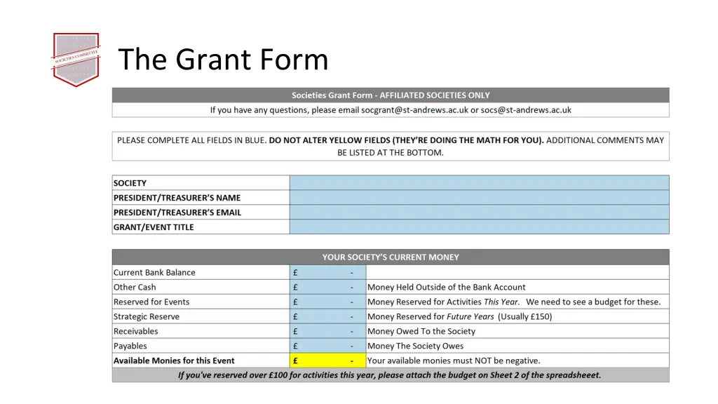 the grant form