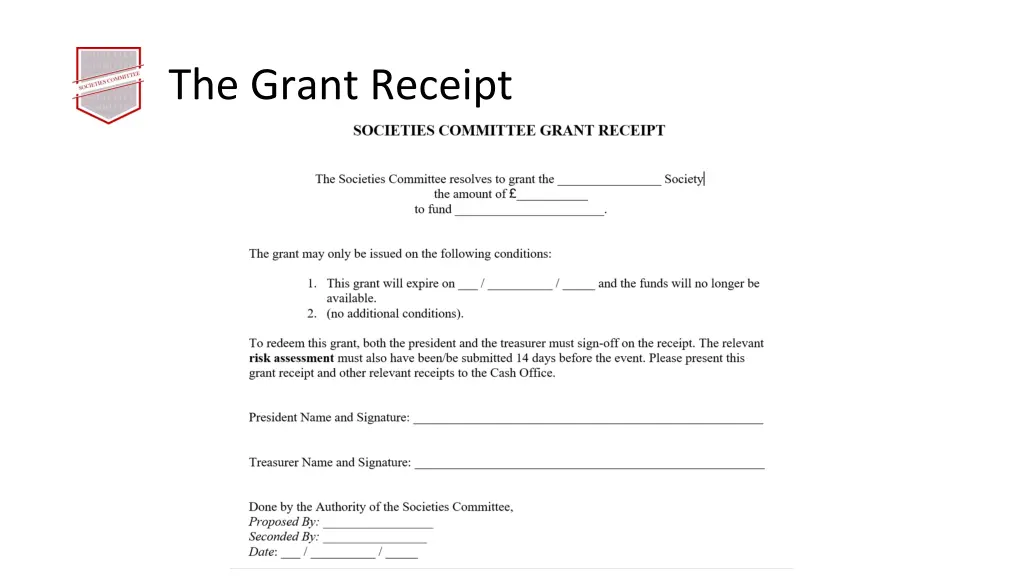 the grant receipt