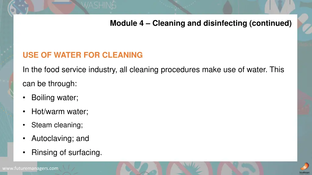 module 4 cleaning and disinfecting continued 4