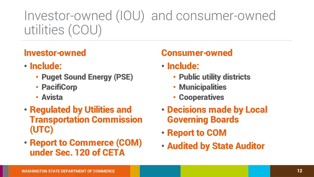 investor owned iou and consumer owned utilities