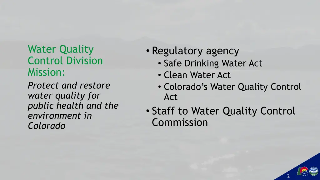 water quality control division mission protect