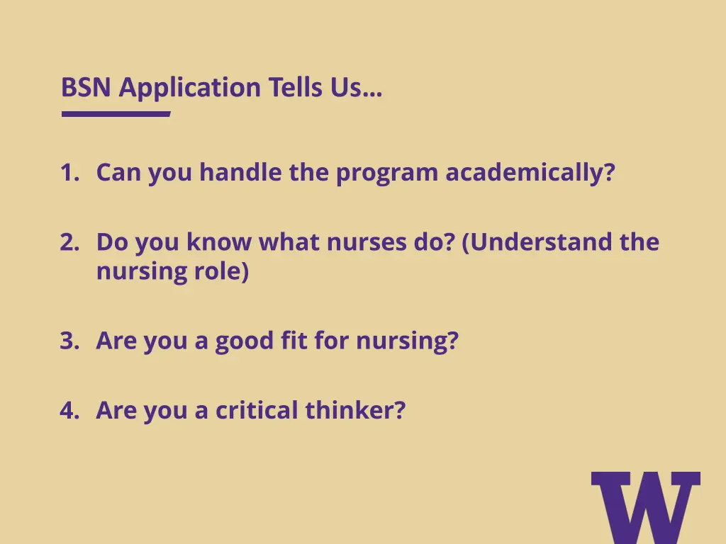 bsn application tells us