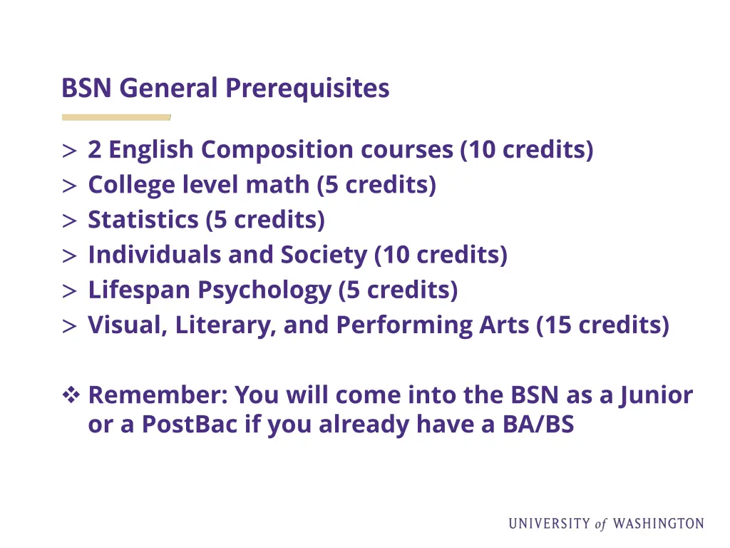 bsn general prerequisites