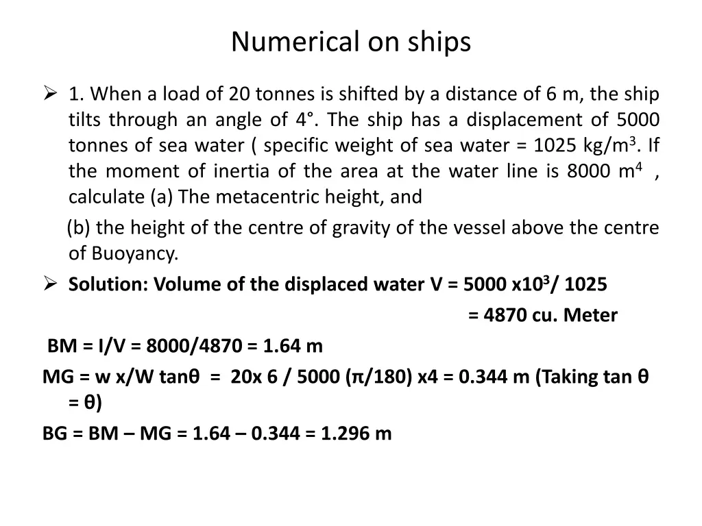 numerical on ships