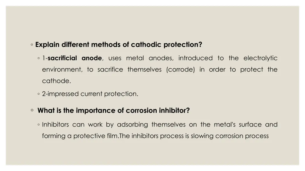 explain different methods of cathodic protection