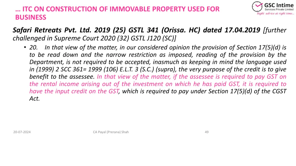 itc on construction of immovable property used 2