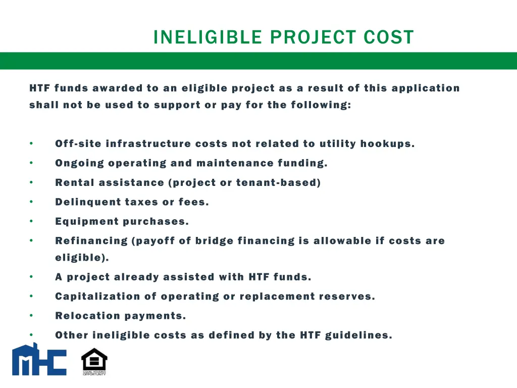 ineligible project cost