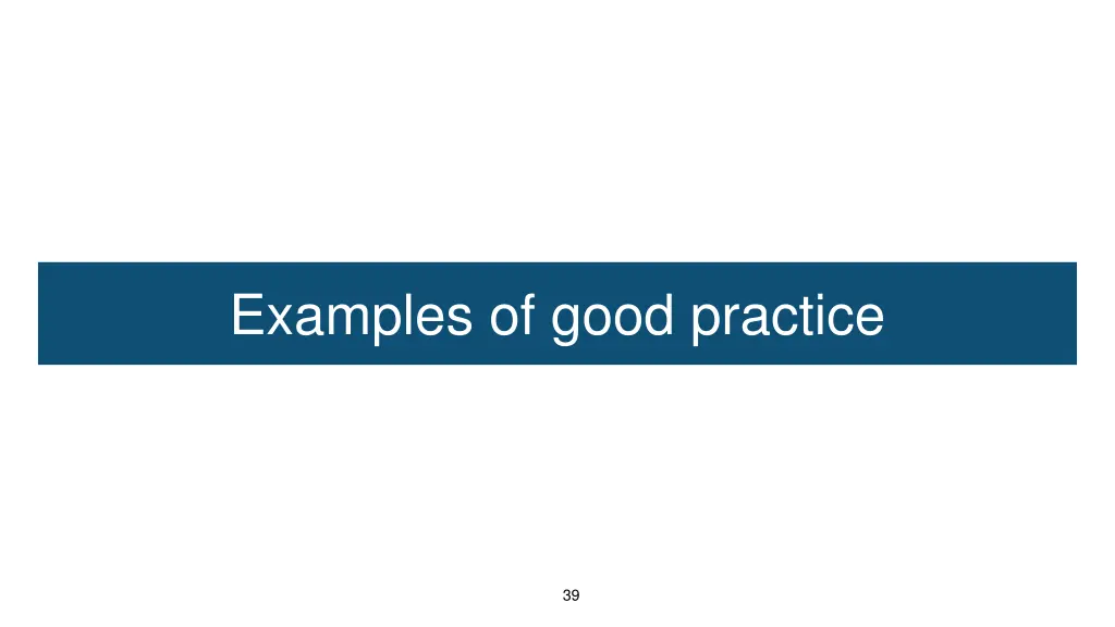 examples of good practice