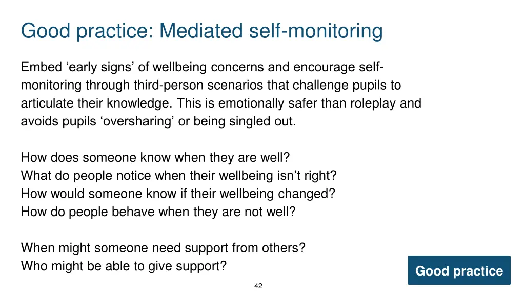 good practice mediated self monitoring