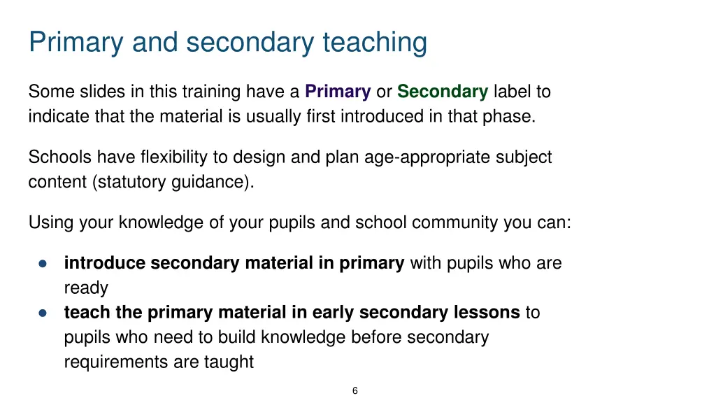 primary and secondary teaching