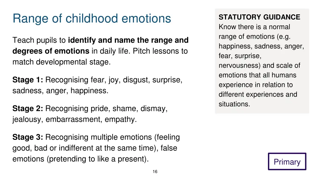 range of childhood emotions