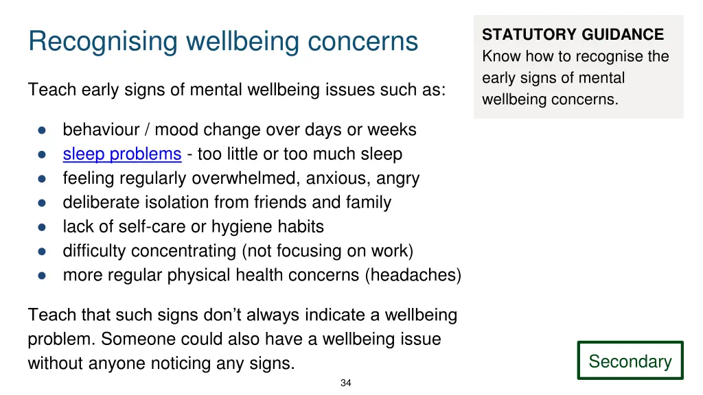 recognising wellbeing concerns