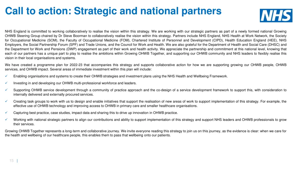 call to action strategic and national partners