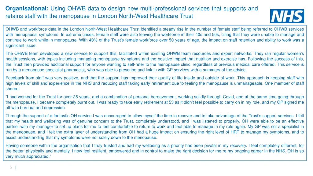 organisational using ohwb data to design