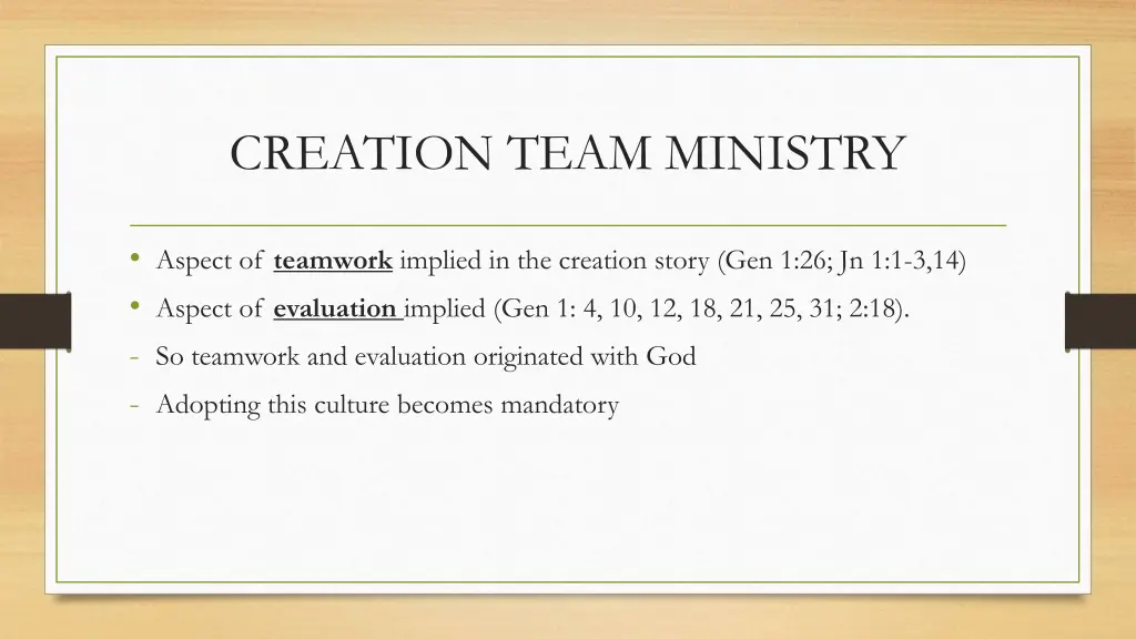 creation team ministry