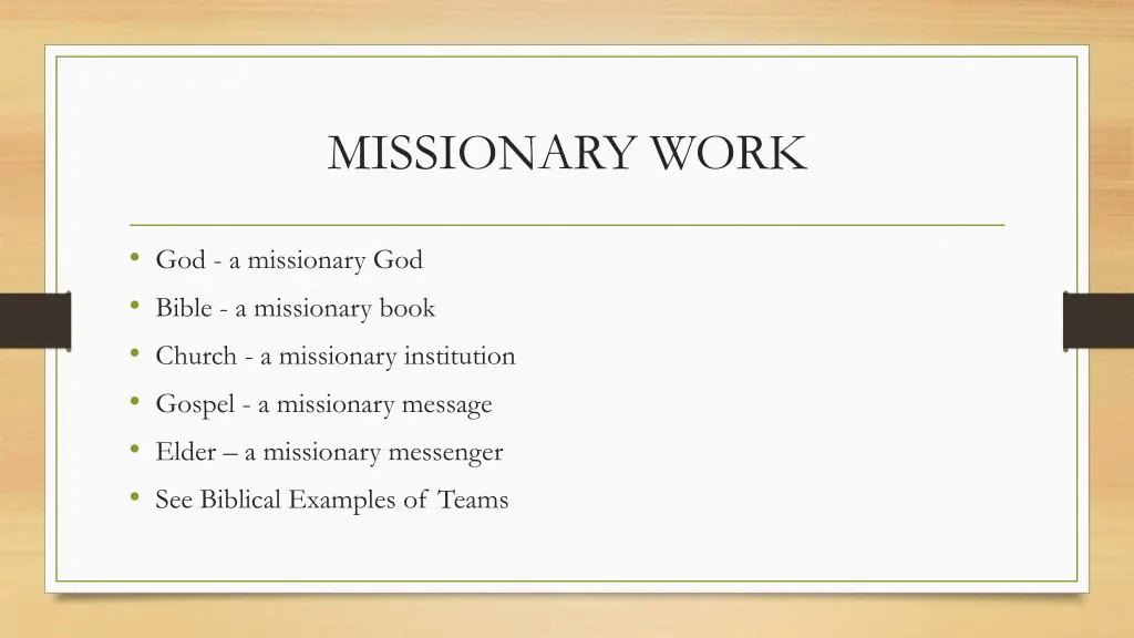 missionary work