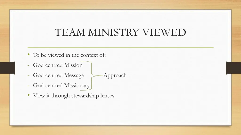 team ministry viewed