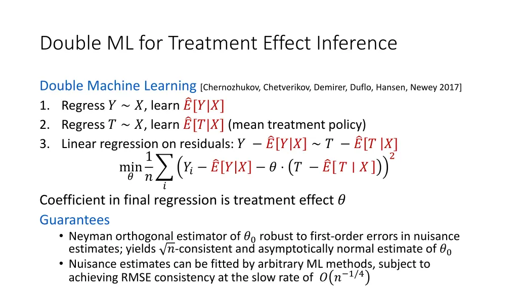 double ml for treatment effect inference