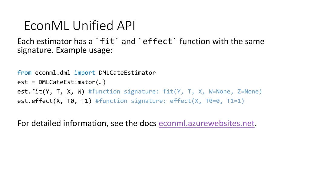 econml unified api each estimator