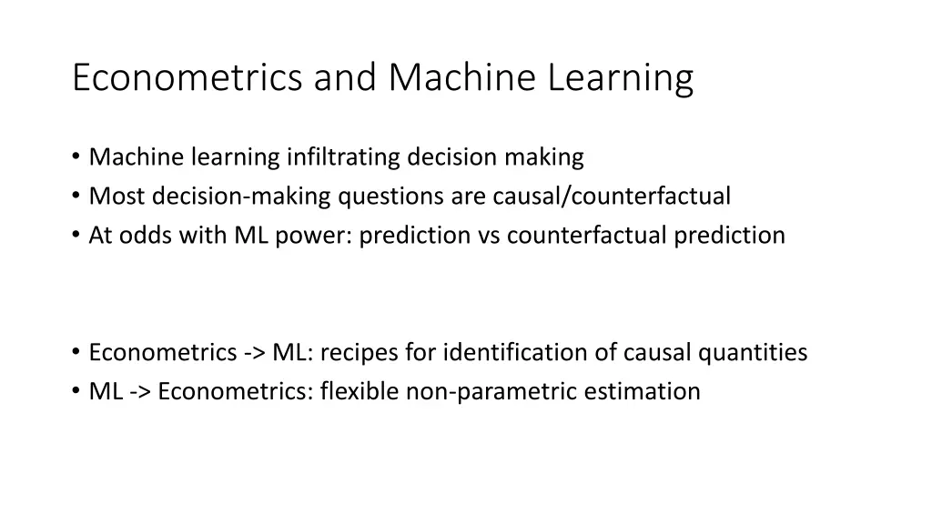 econometrics and machine learning 1