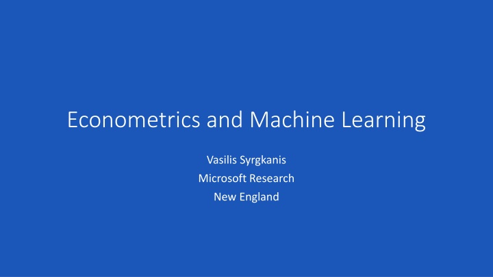 econometrics and machine learning