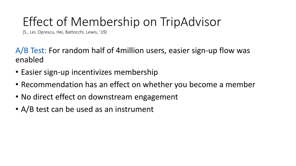 effect of membership on tripadvisor s lei oprescu