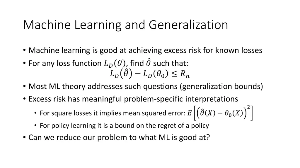 machine learning and generalization