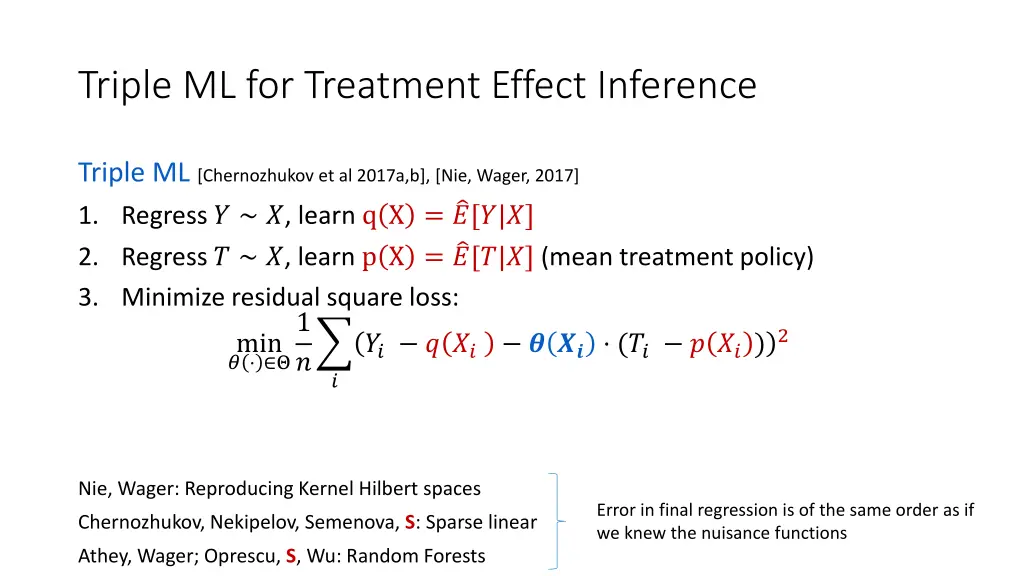 triple ml for treatment effect inference