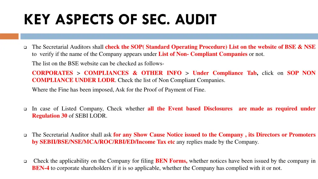 key aspects of sec audit 2