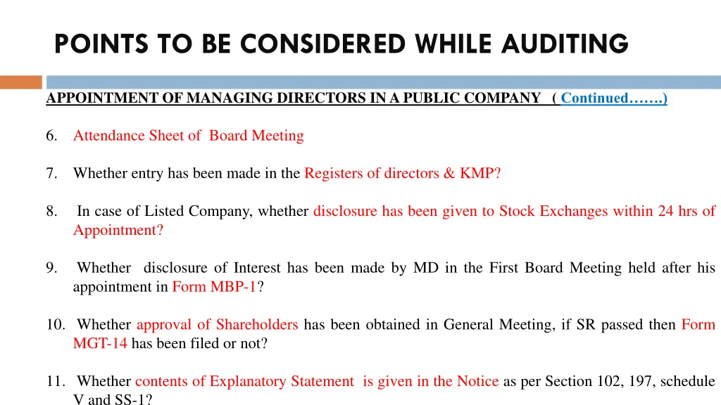 points to be considered while auditing 1