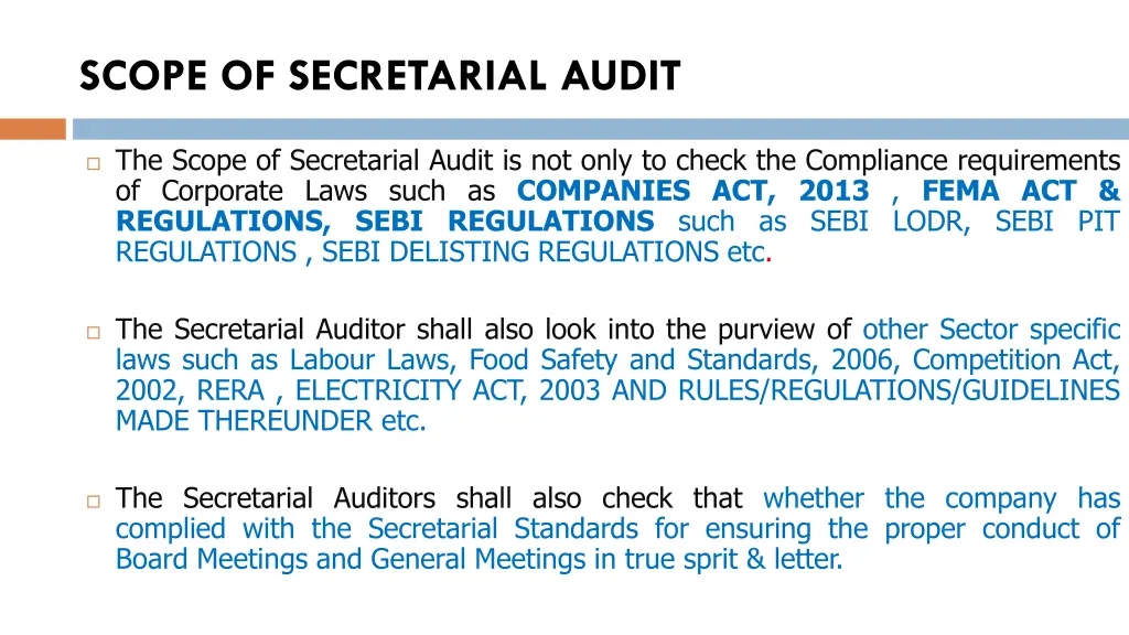 scope of secretarial audit