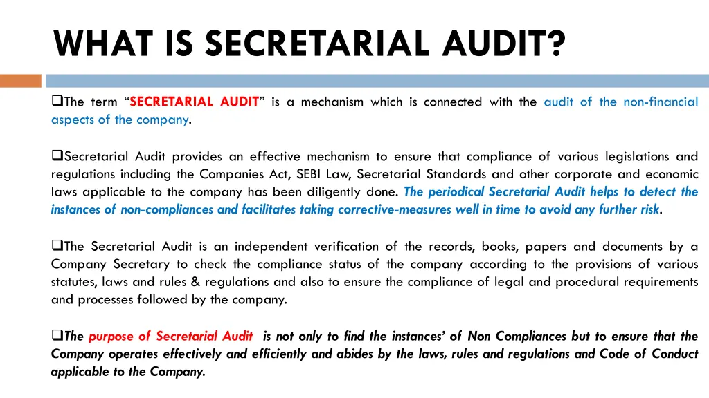 what is secretarial audit