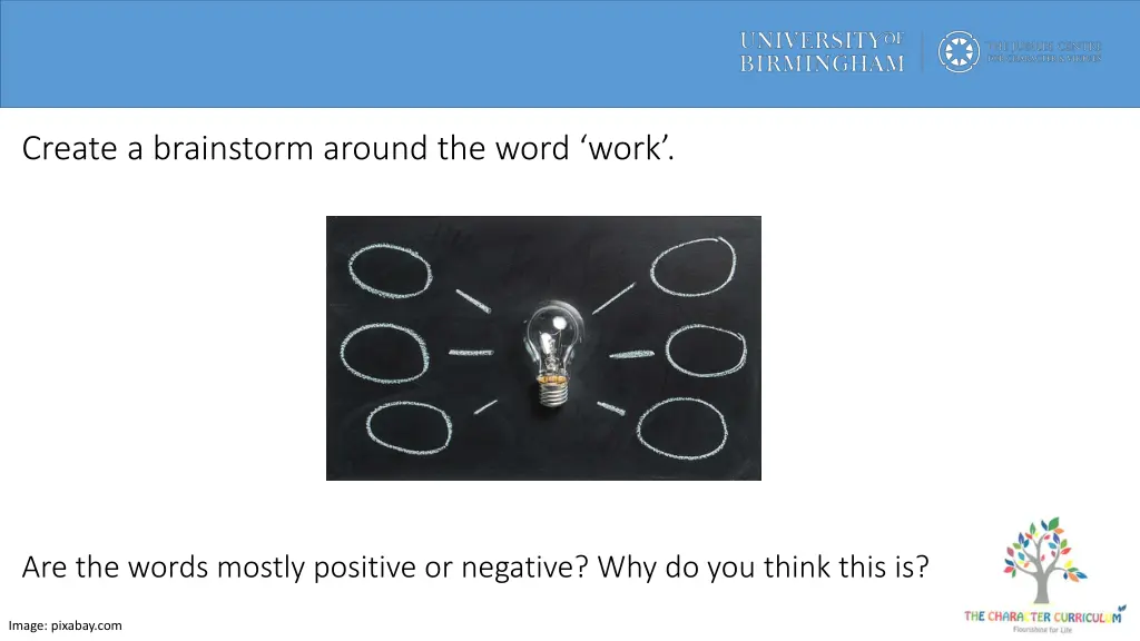 create a brainstorm around the word work