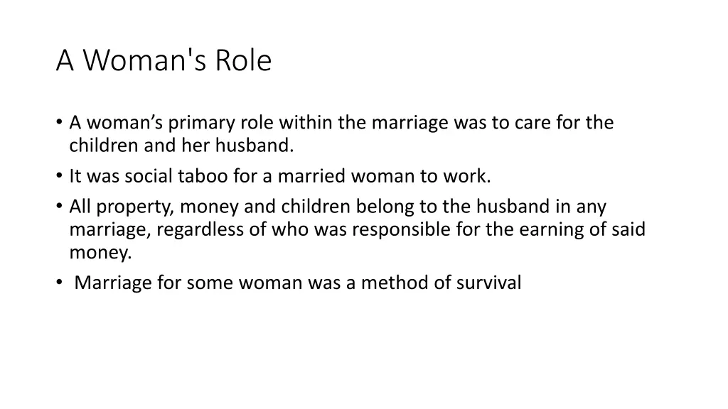 a woman s role