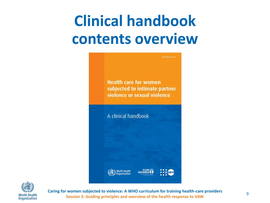 clinical handbook contents overview