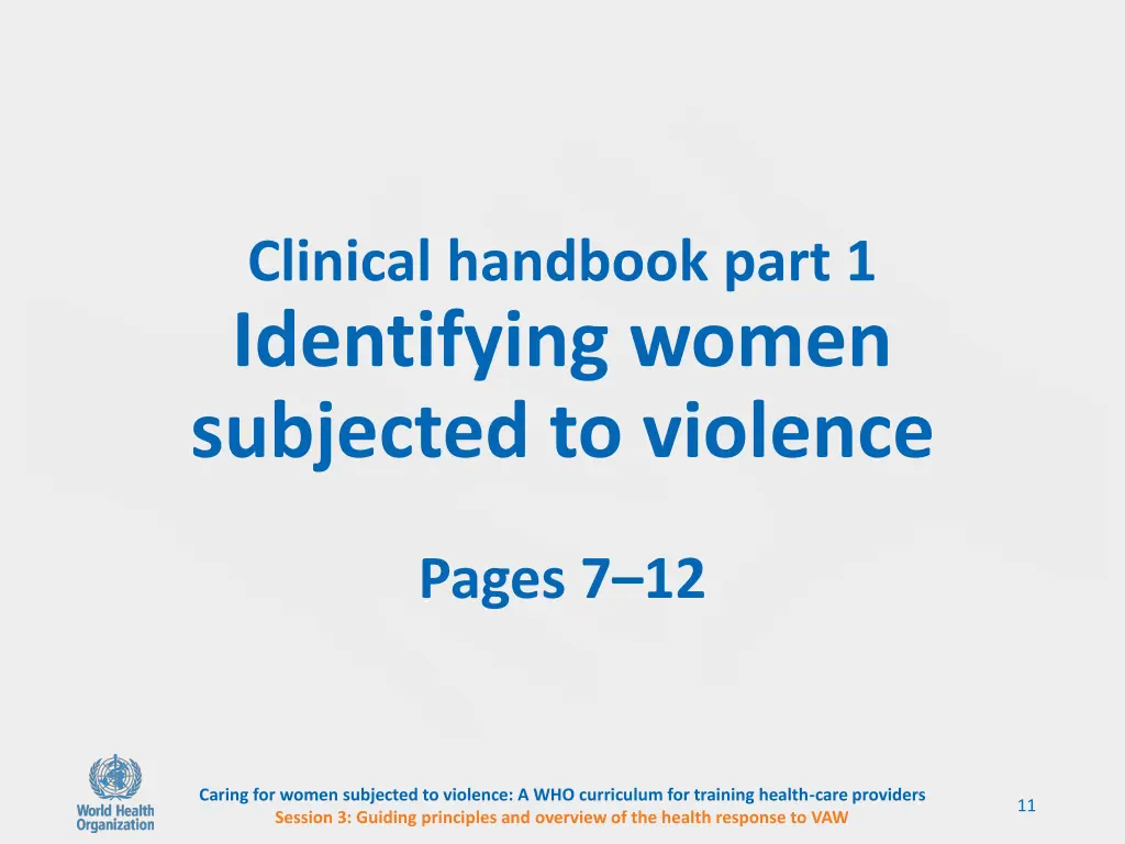 clinical handbook part 1 identifying women