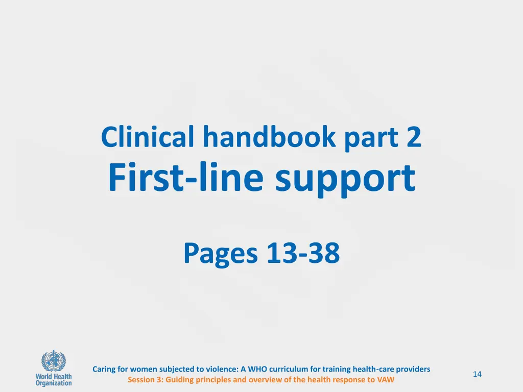 clinical handbook part 2 first line support