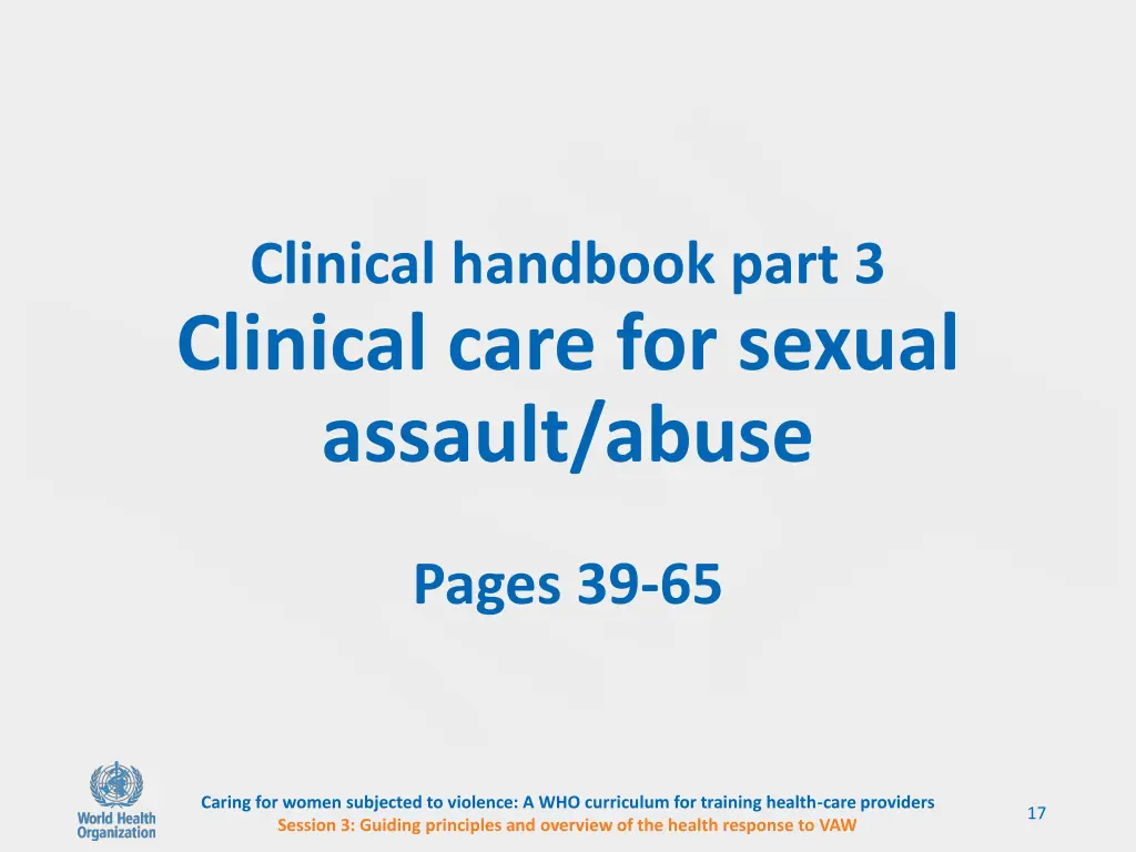 clinical handbook part 3 clinical care for sexual