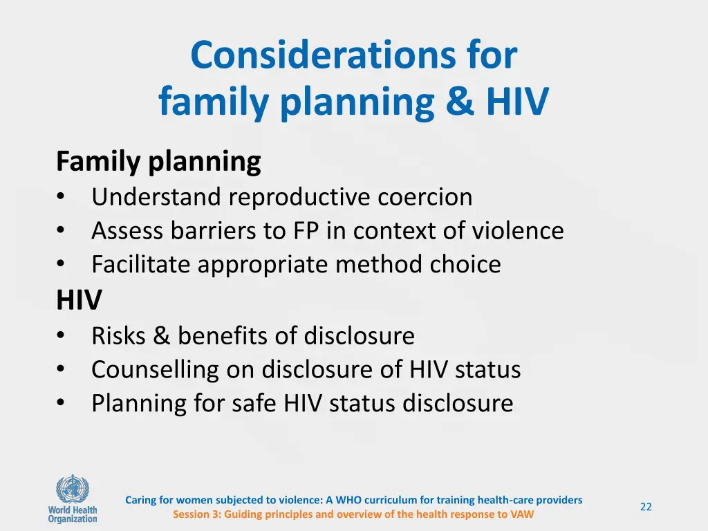 considerations for family planning hiv