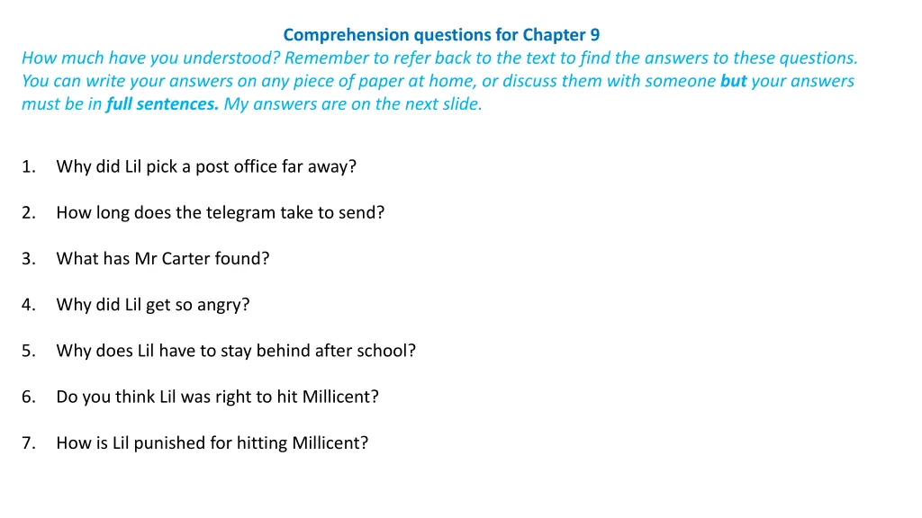 comprehension questions for chapter 9