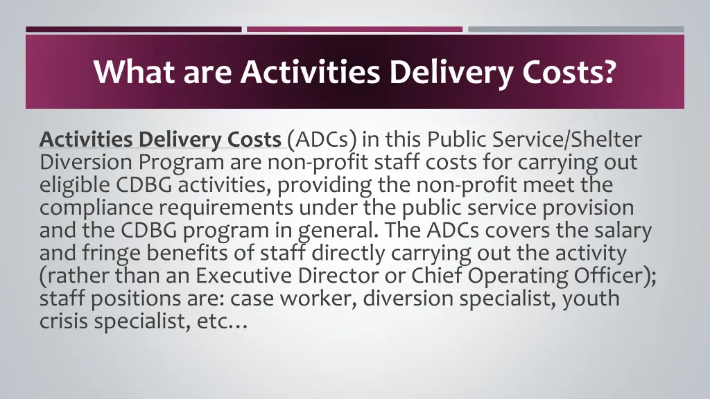 what are activities delivery costs