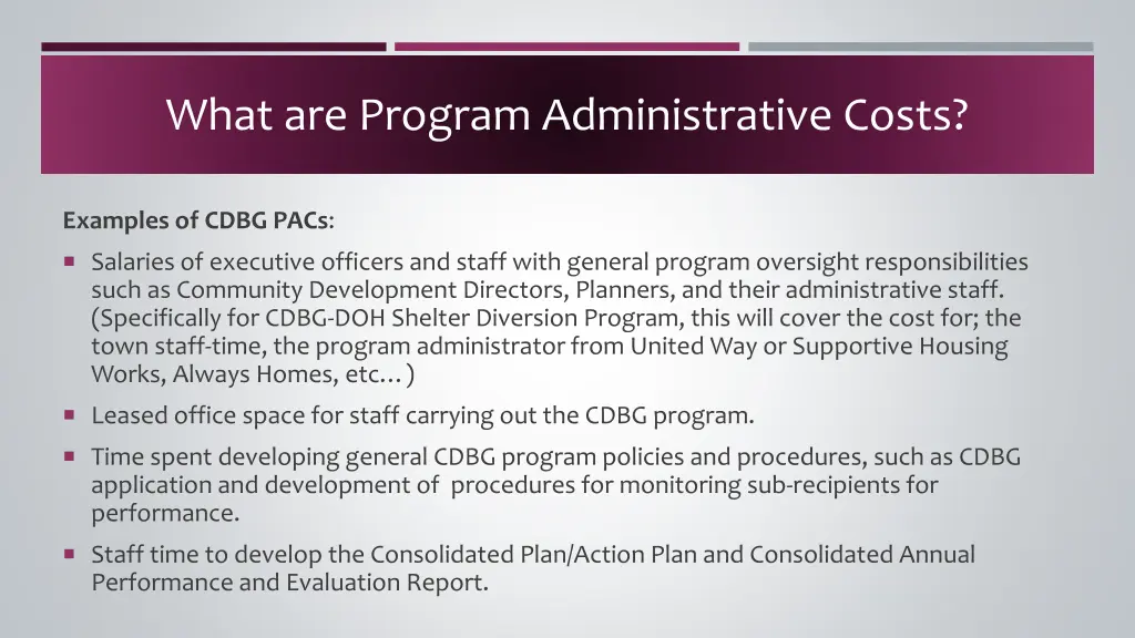 what are program administrative costs 1