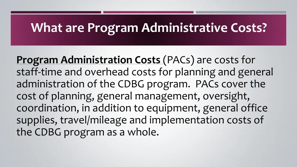 what are program administrative costs