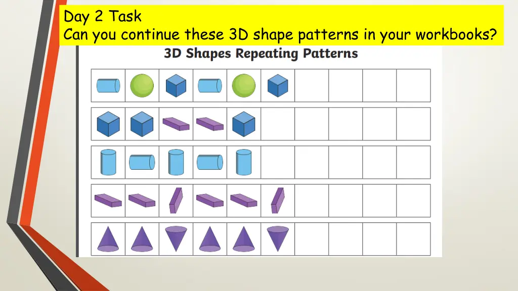 day 2 task can you continue these 3d shape